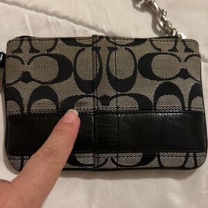 Coach Signature Collection Black and Gray Mini Wristlet